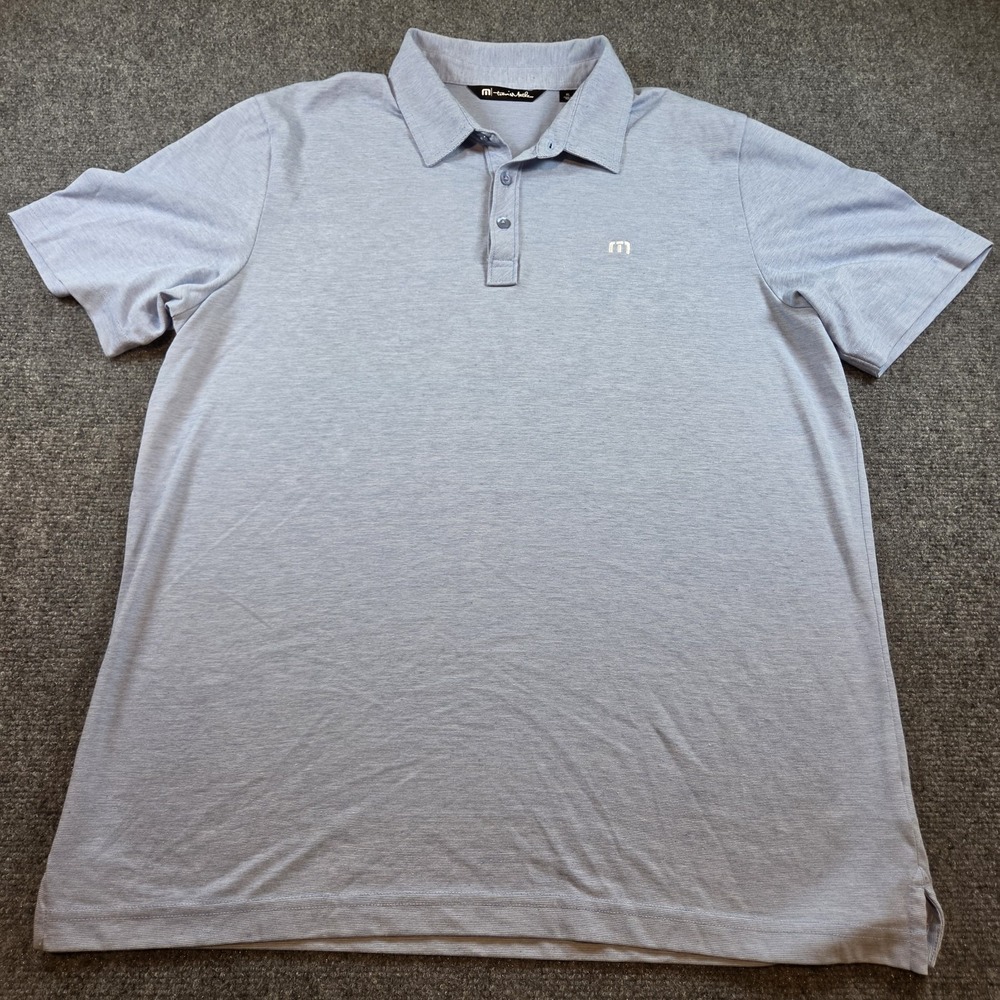Travis Mathew Polo Shirt Mens XL Pima Cotton Golf Blue Short Sleeve Performance